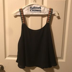 NWOT Black Tank Top with Colorful straps M